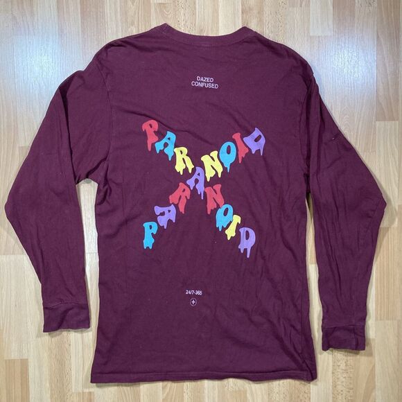 PacSun "Paranoid" Long Sleeve Graphic Tee (Men’s Size L) • Maroon Shirt • EUC - Picture 4 of 4